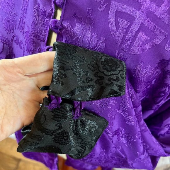 Reversible Silk Mandarin Jacket Purple & Black – Handmade in Nepal Size Medium - Picture 9 of 11